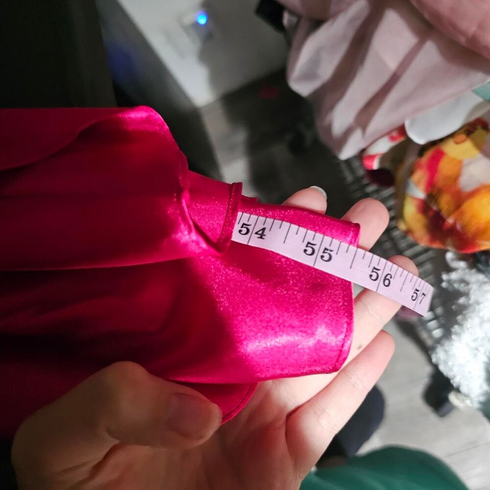 y2k 90s pink satin v neck maxi midi dress - Picture 4 of 5